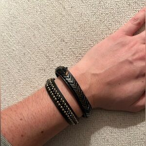 Leather beaded wrap bracelet